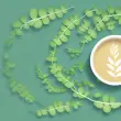 A cup of moringa tea with a few moringa leaves around it