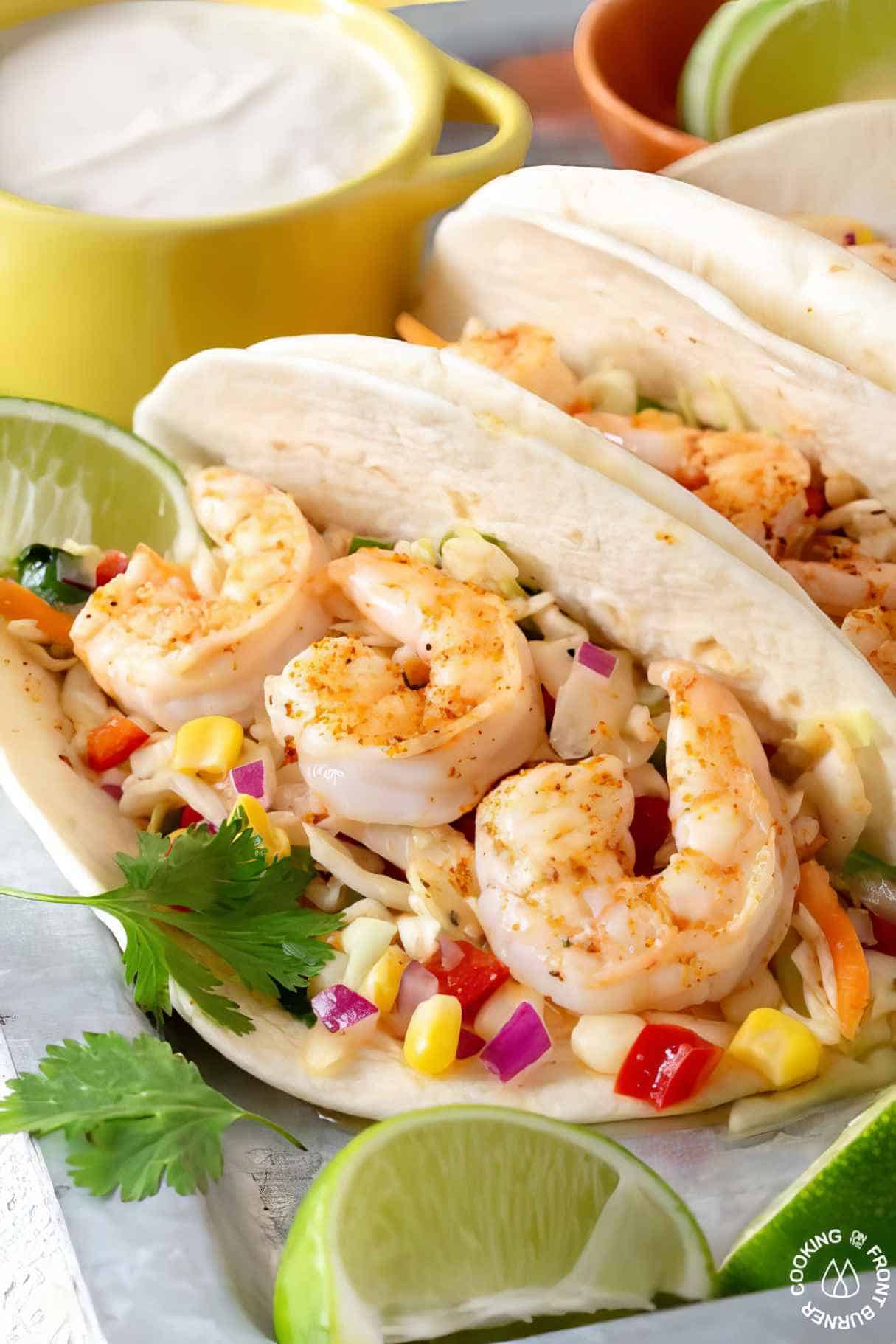Shrimp Tacos with Spicy Coleslaw