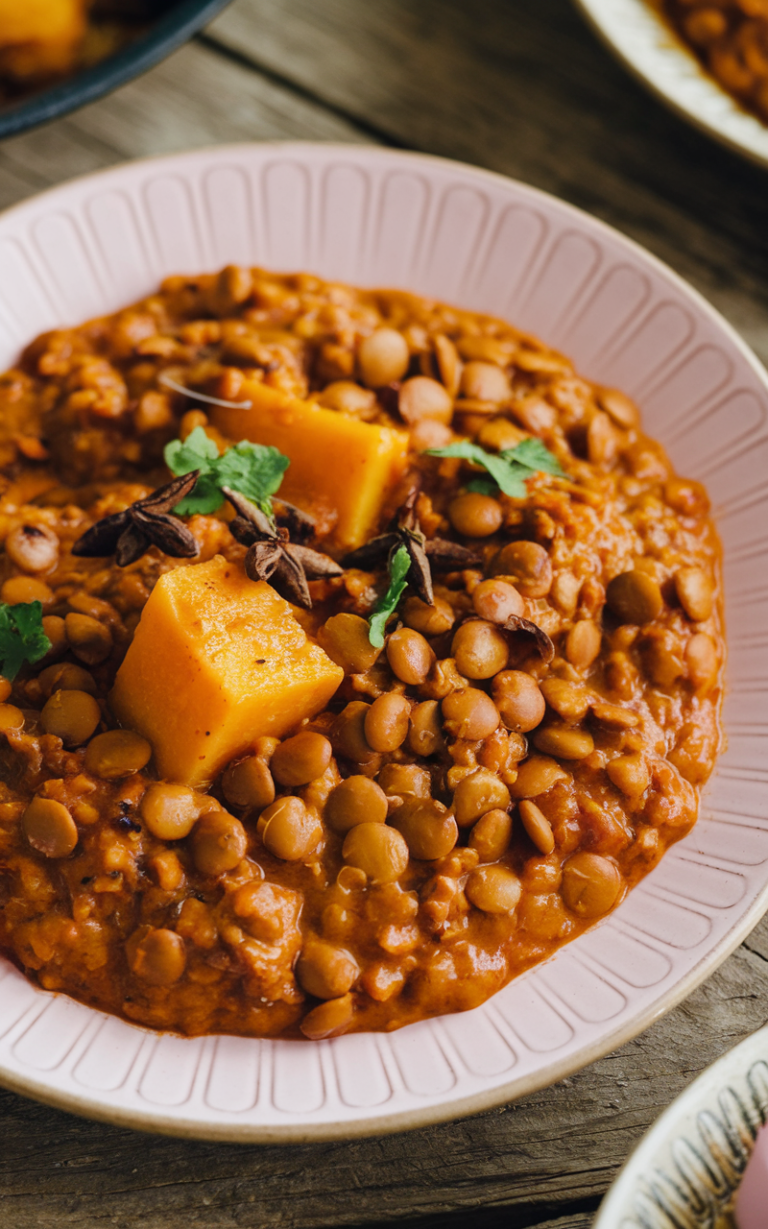 Spicy Coconut Lentil and Pumpkin Stew