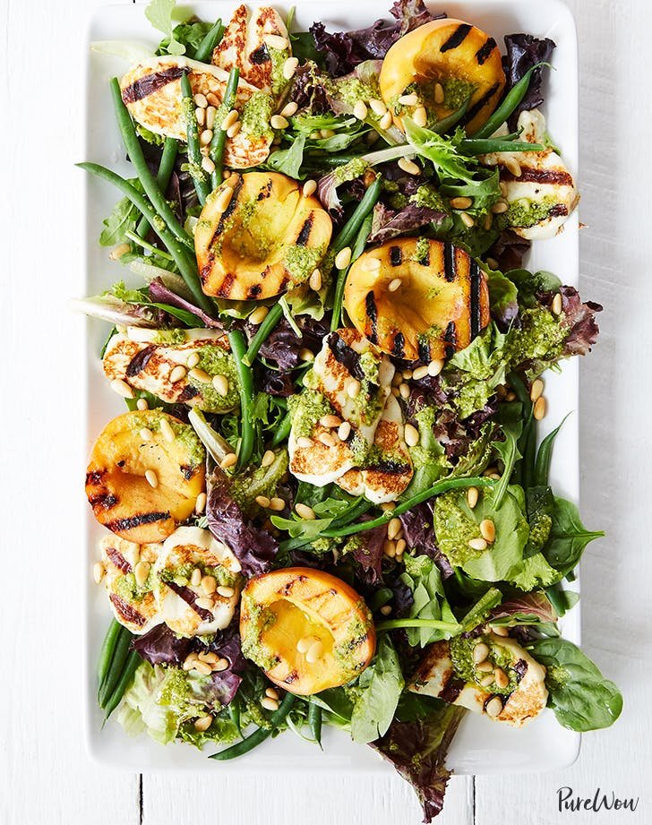 grilled peach and halloumi salad summer dinner idea