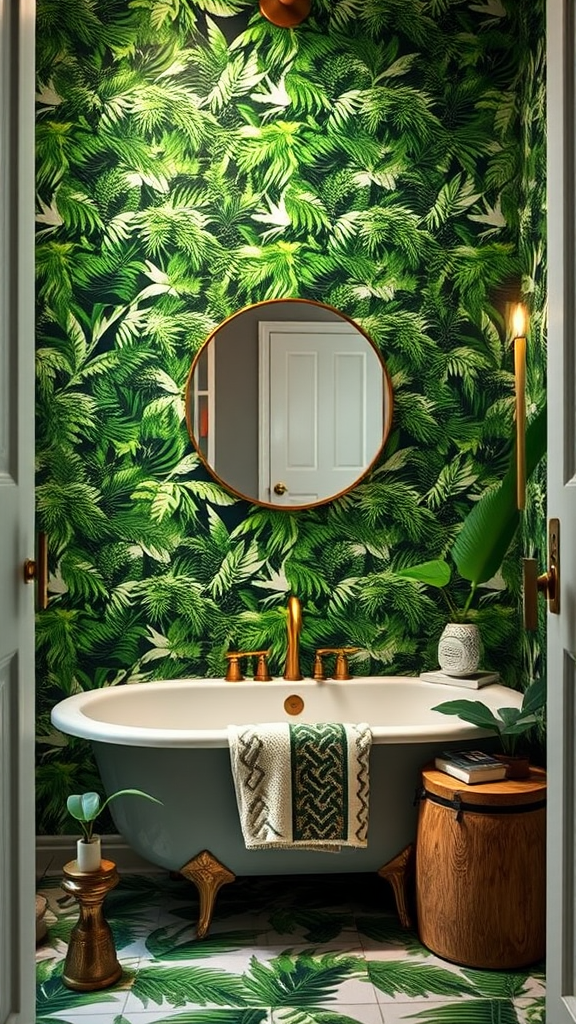 20+  Green Wallpaper Bathroom Decor Ideas