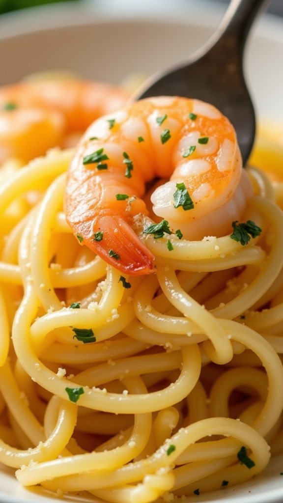 Zesty Lemon Garlic Shrimp Spaghetti