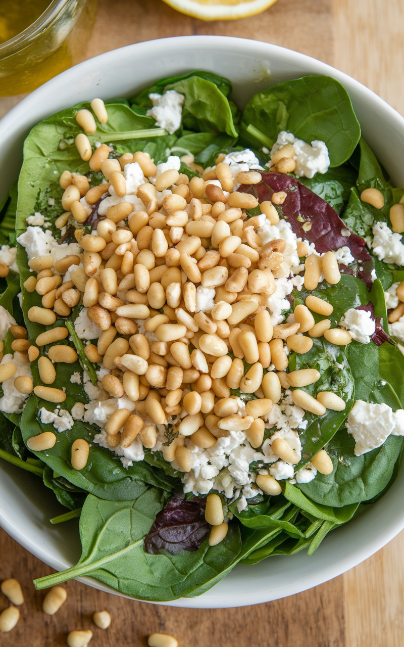 Mediterranean Spinach and Pine Nut Salad