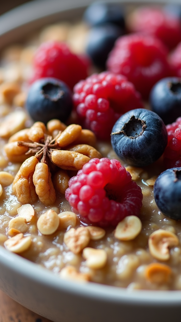 Oatmeal with Walnuts and Mixed Berries