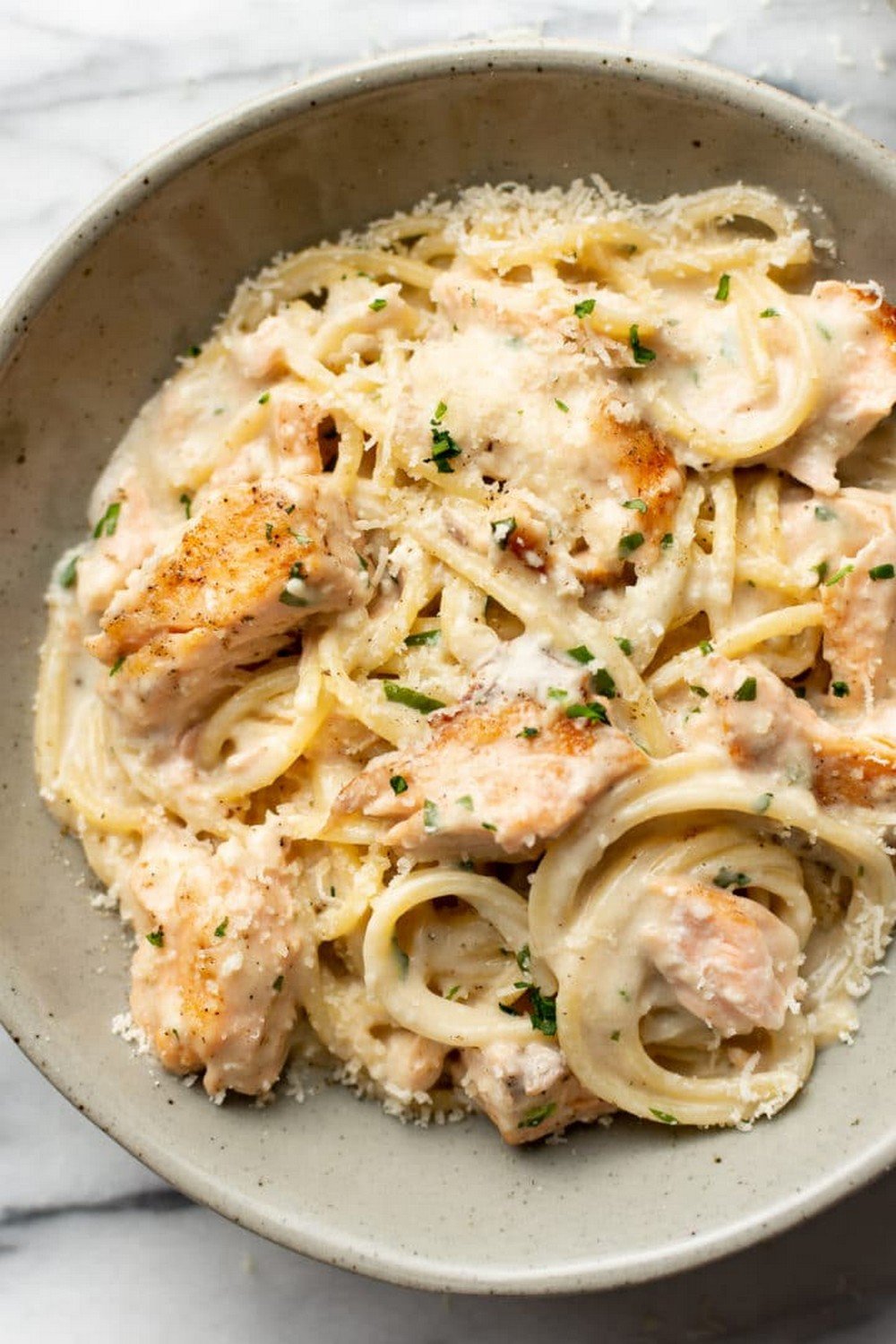 Salmon Pasta with A Creamy Garlic Sauce