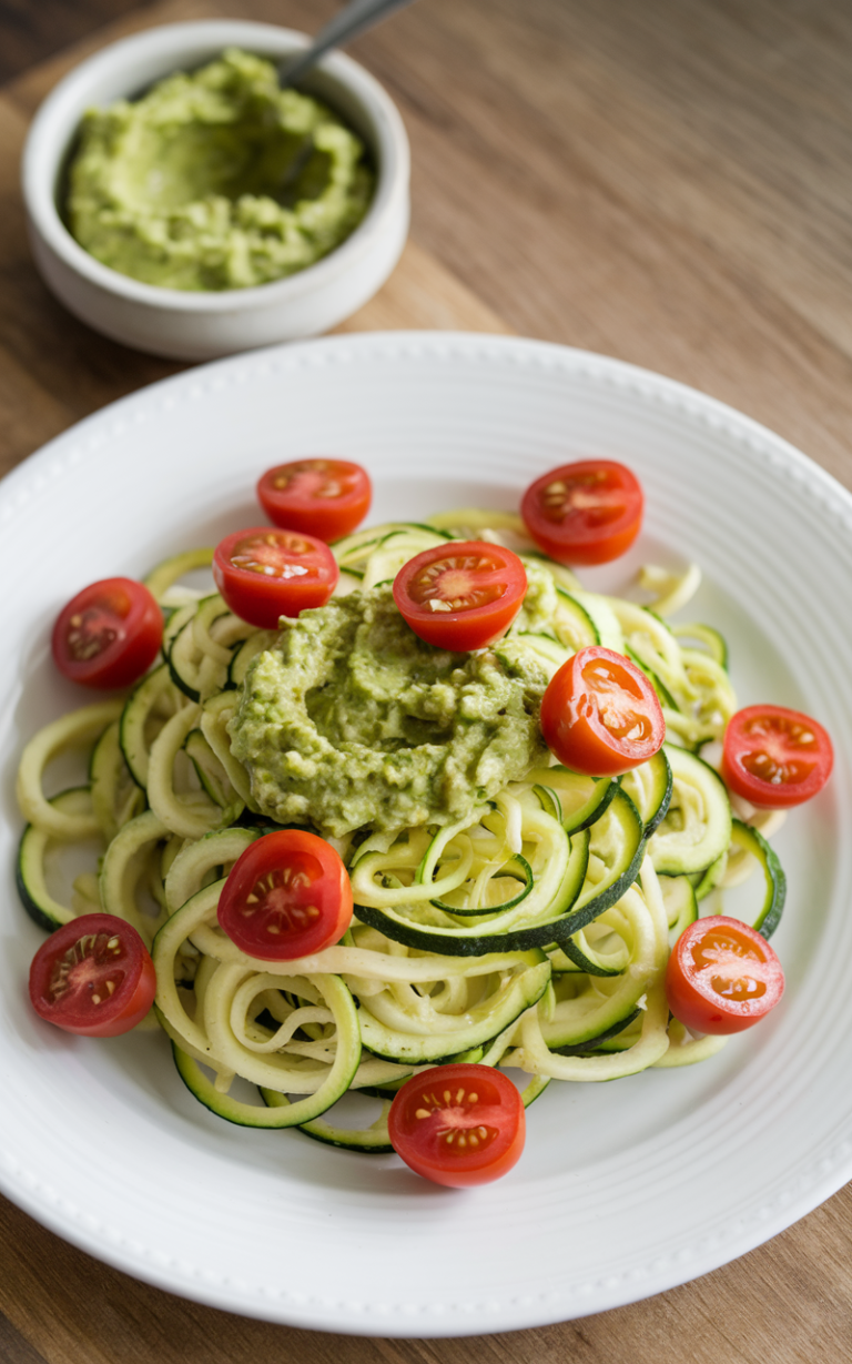 Cholesterol Lowering Zucchini Noodles with Avocado Pesto