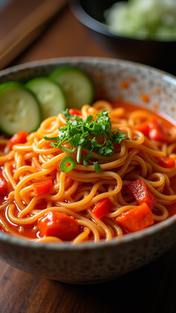 Fiery Korean Kimchi Noodle Bowl