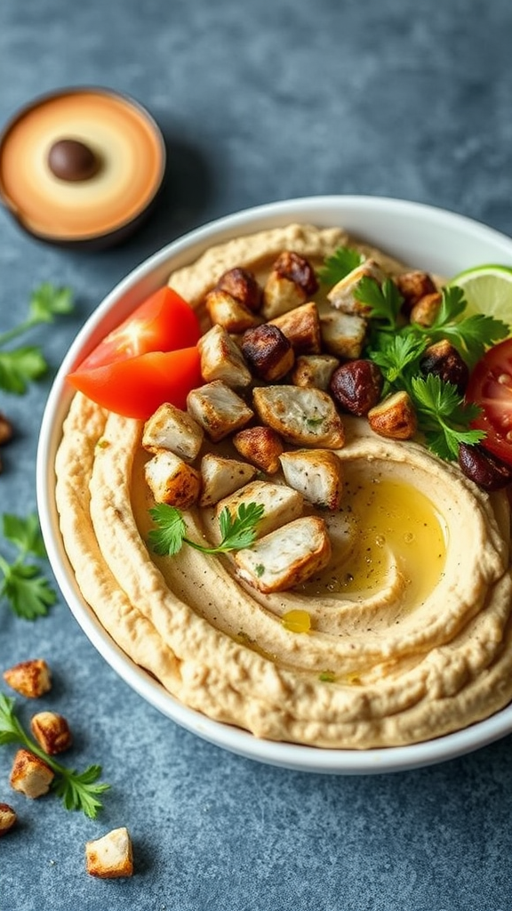 Healthy Greek Chicken Hummus Bowl