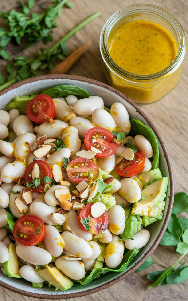 Anti-Inflammatory White Bean & Avocado Salad with Turmeric Dressing