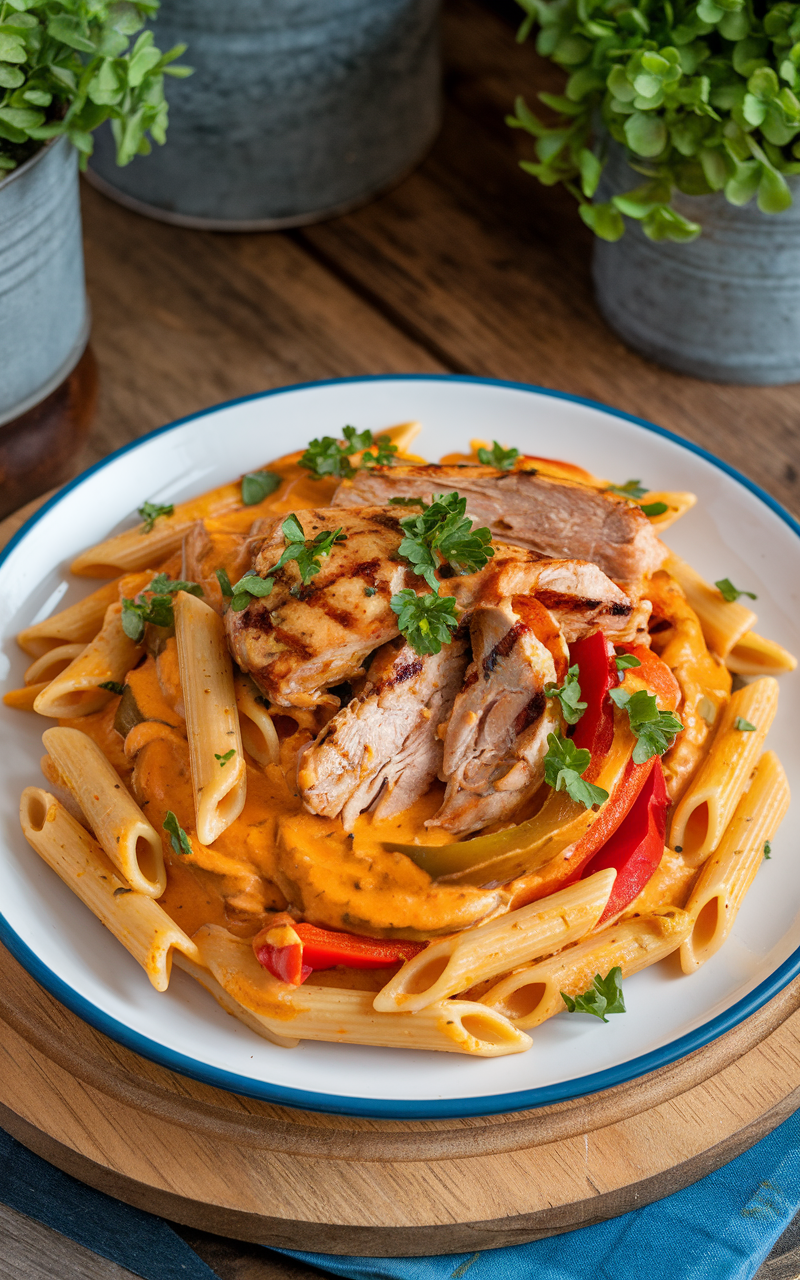 Cajun Chicken Pasta with Pumpkin Alfredo Sauce