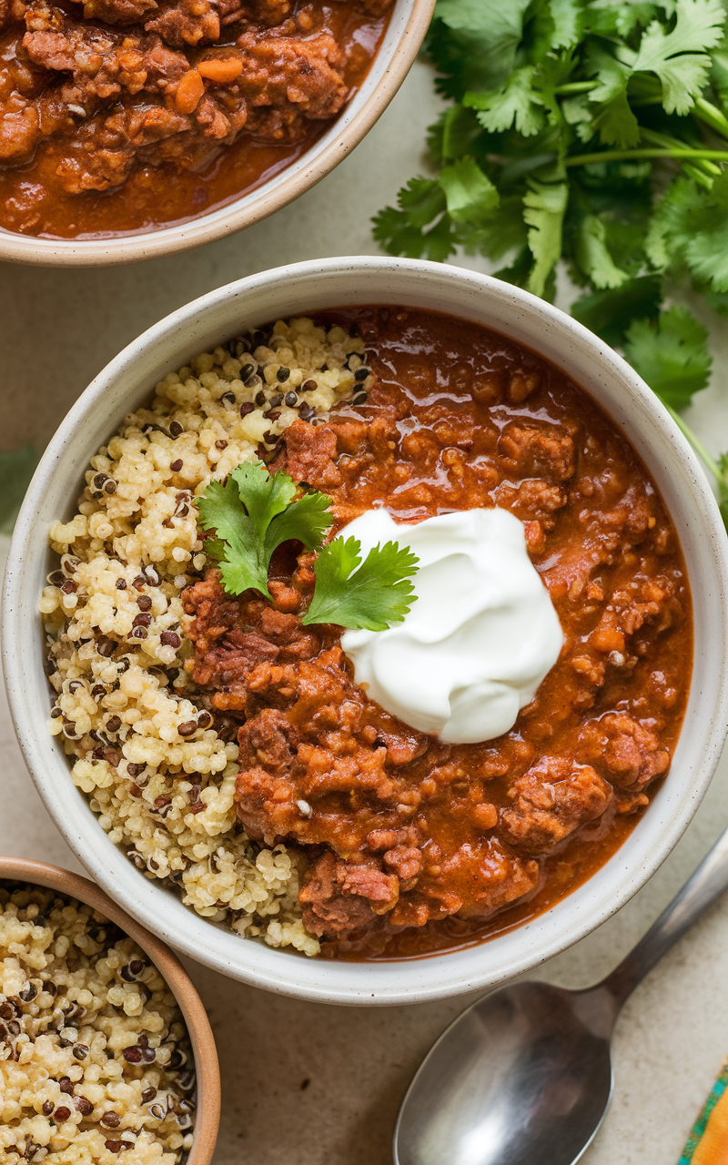 Hearty Quinoa-Infused Ground Beef Chili for High Protein Boost