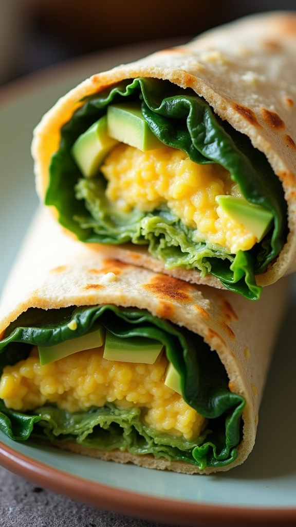 Avocado and Spinach Omelette Wrap