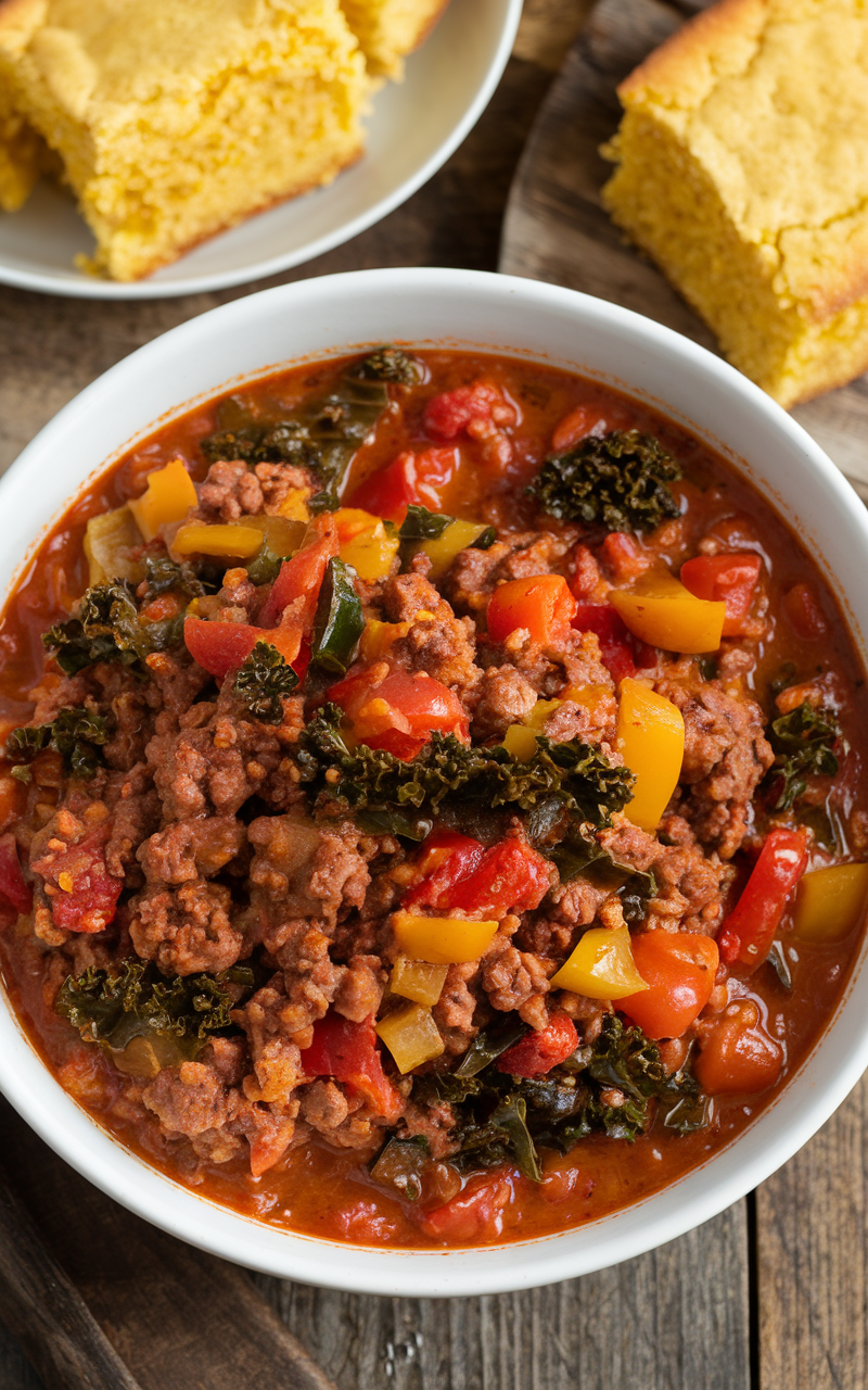 Gut-Healthy Vegetable-Packed Ground Beef Chili with Kale