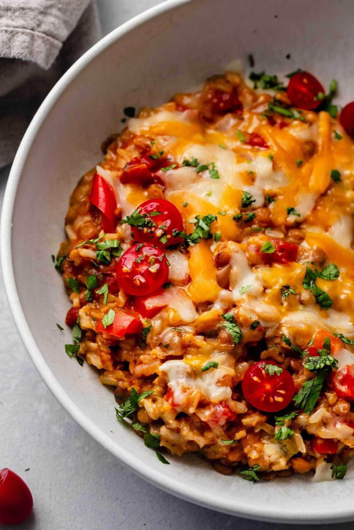 Cheesy Southwestern Lentils and Rice