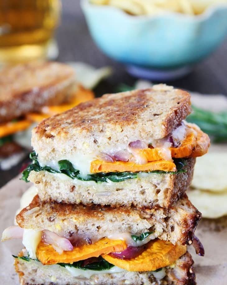 Sweet Potato and Kale Grilled Cheese