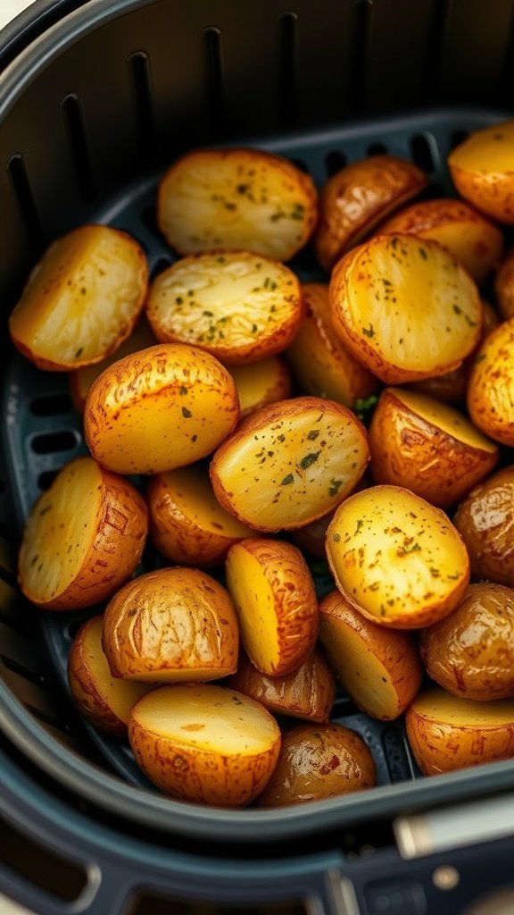 Crispy golden brown air fryer breakfast potatoes, perfectly cooked and ready to serve.