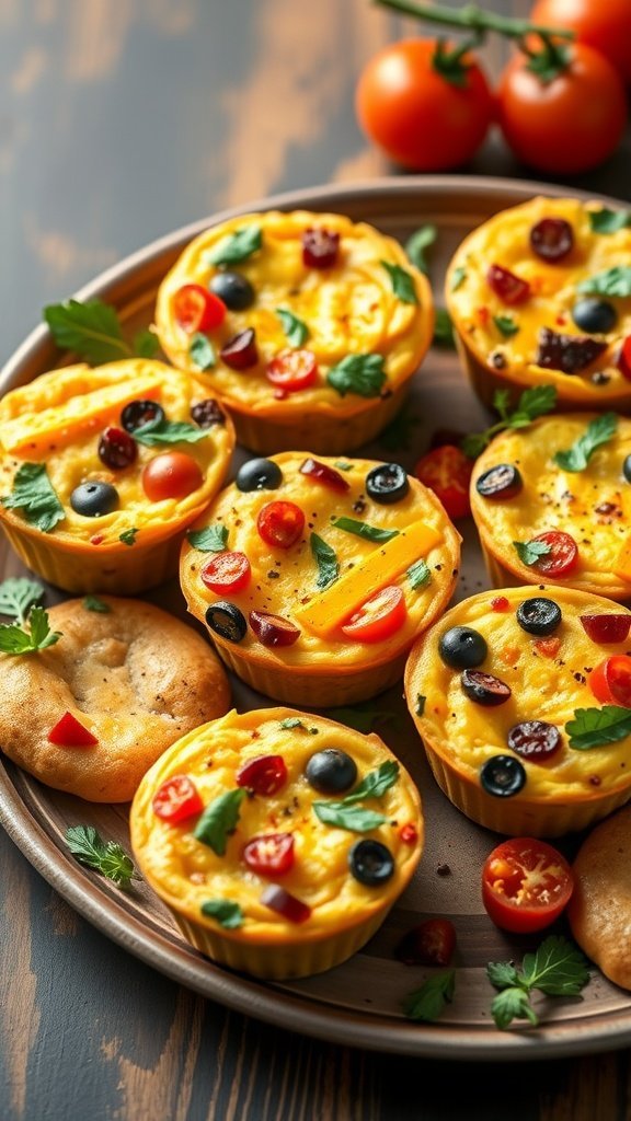 Savory egg muffins filled with vegetables on a plate.