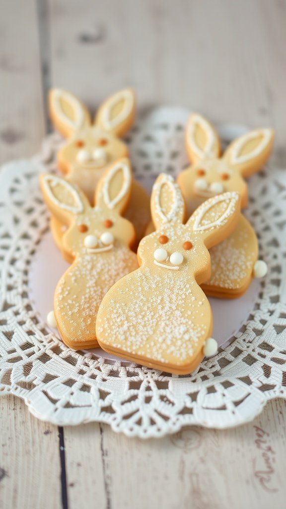 Vanilla Bean Shortbread Bunnies shaped cookies