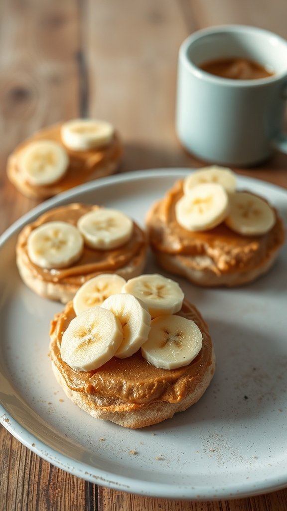 Delicious peanut butter and banana muffins on a plate.