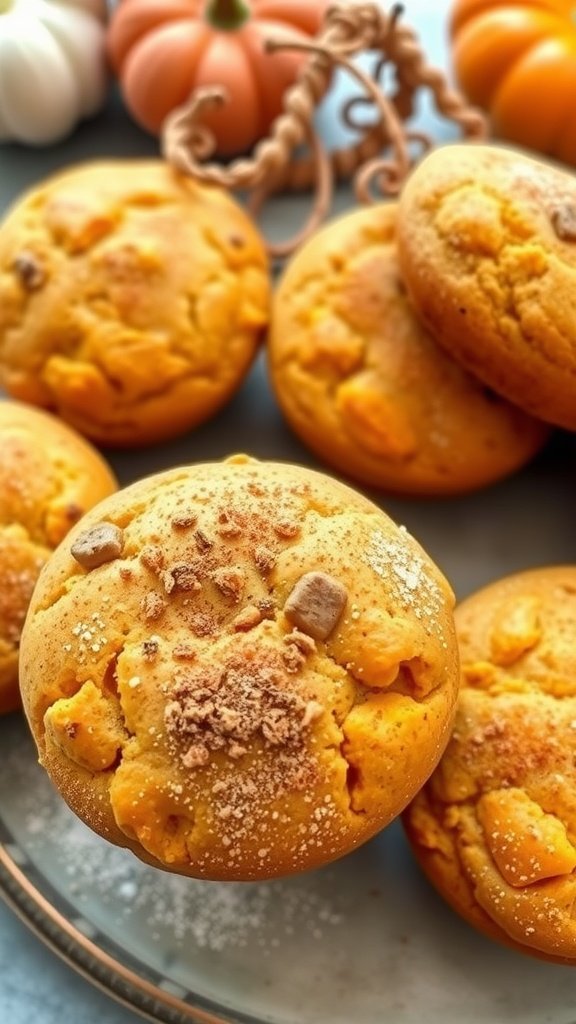 Pumpkin spice English muffins on a plate