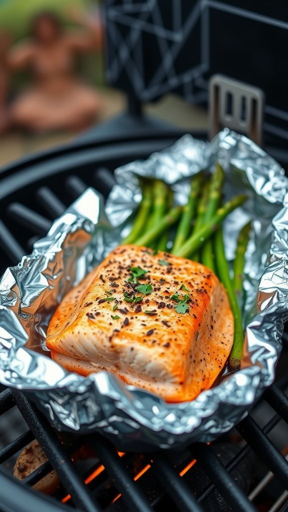 Mediterranean Salmon with Asparagus in a foil packet