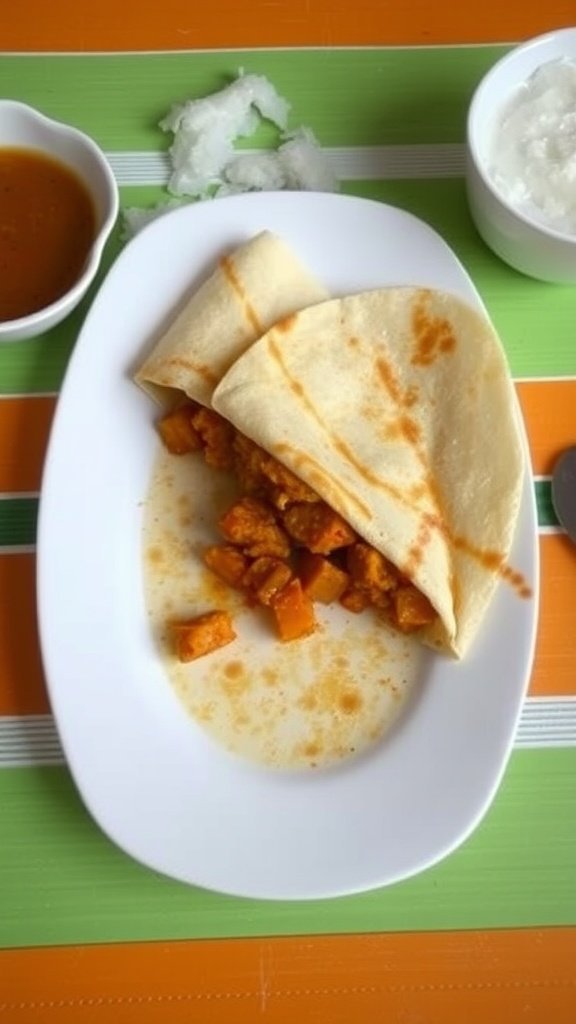 A plate of fluffy masala dosa with coconut chutney