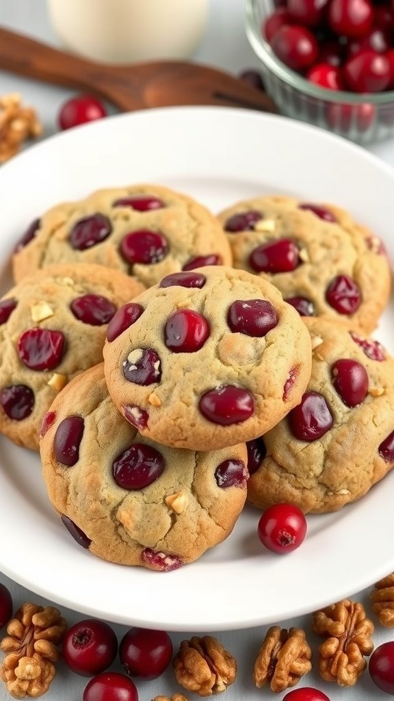 Cranberry walnut breakfast cookies on a plate