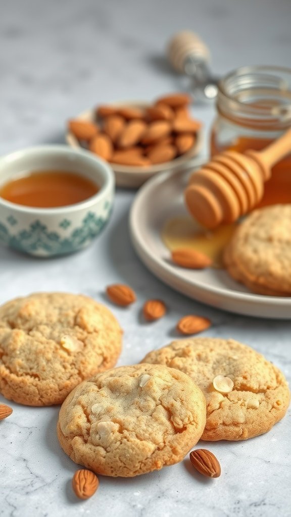 Honey almond breakfast cookies with almonds and honey