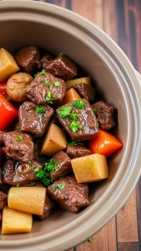 Savory Slow Cooker Beef and Root Veggies