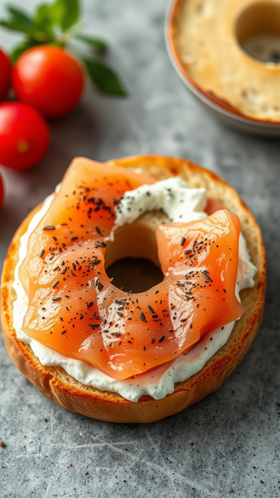 Smoked Salmon Bagel with Cream Cheese