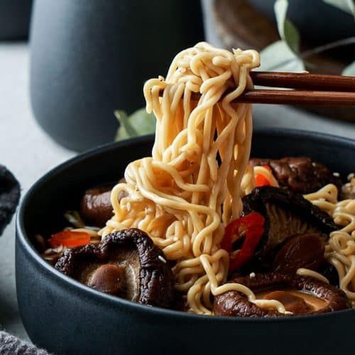 Chinese Noodle Soup With Mushrooms