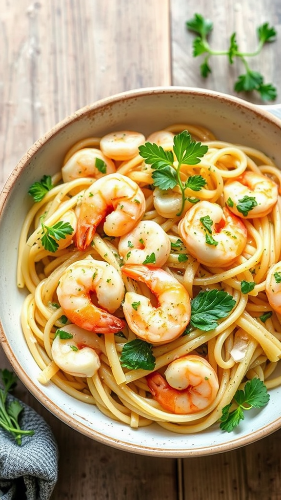 Lemon Garlic Shrimp Pasta Salad with Fresh Herbs