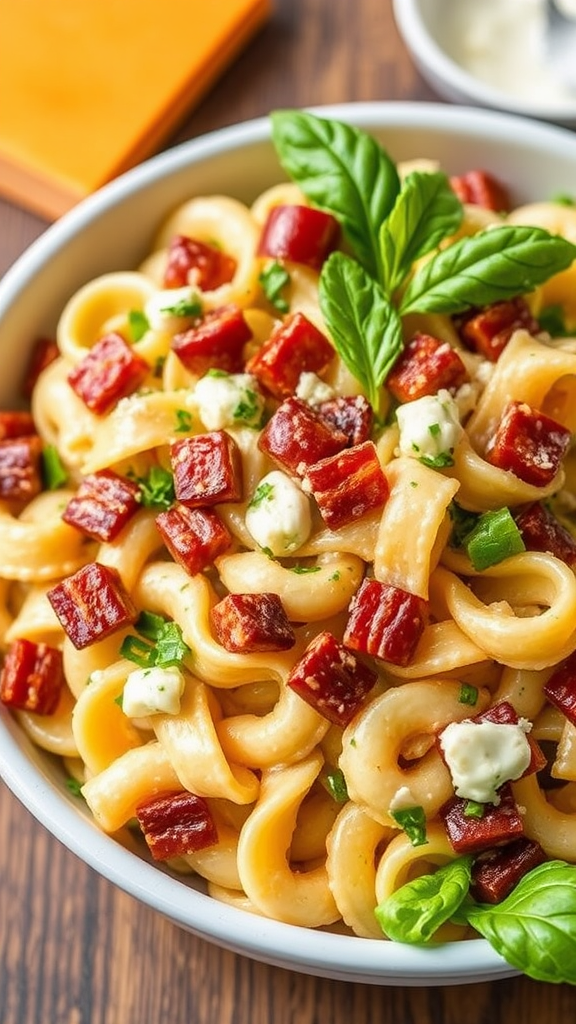 Smoky Bacon and Ranch Bowtie Pasta Salad with Cheddar