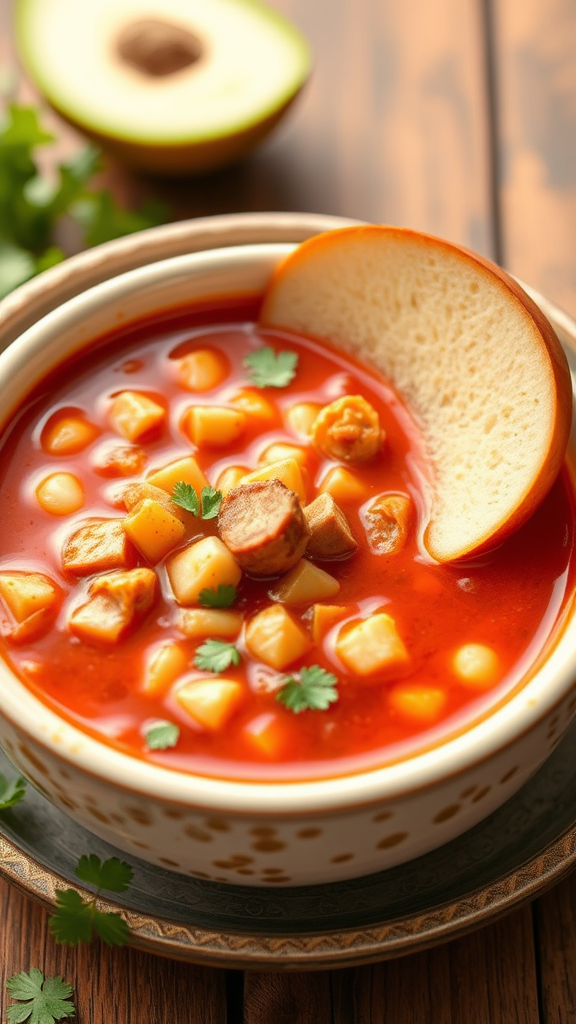 a bowl of Pozole Rojo
