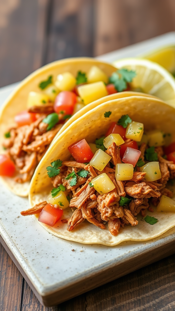 Spicy Pulled Pork Tacos with Pineapple Salsa