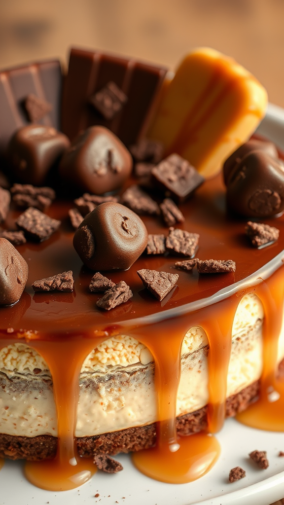 Cozy Caramel and Chocolate Cheesecake