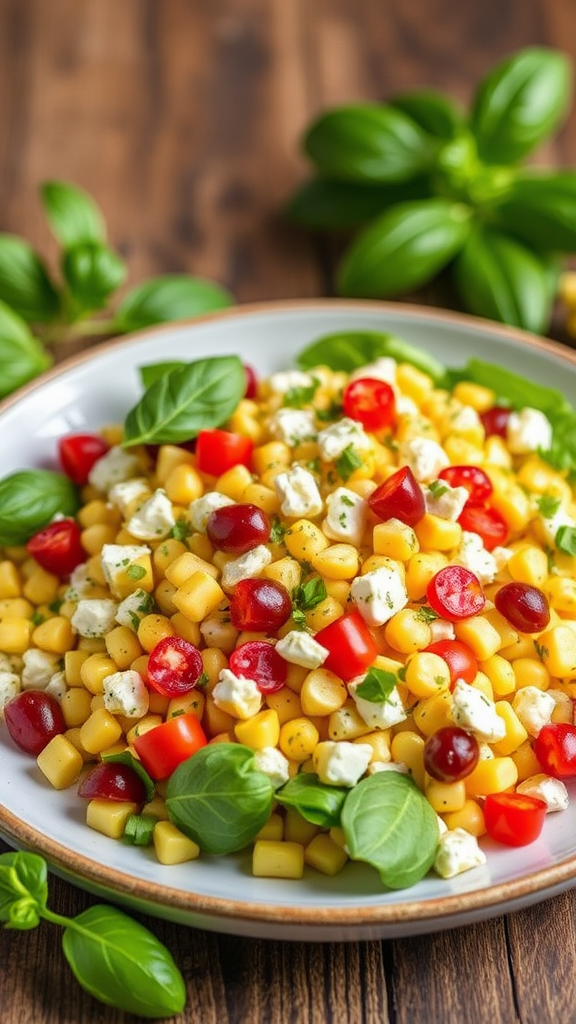 BBQ Side Basil & Feta Corn Salad