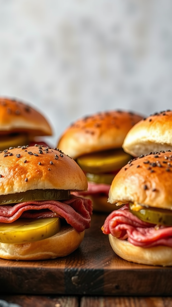 Hot Spicy Pastrami Sliders with Pickles