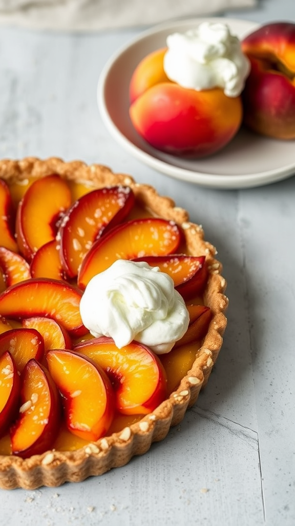 Golden Baked Peach Tart with Buttery Almond Crust