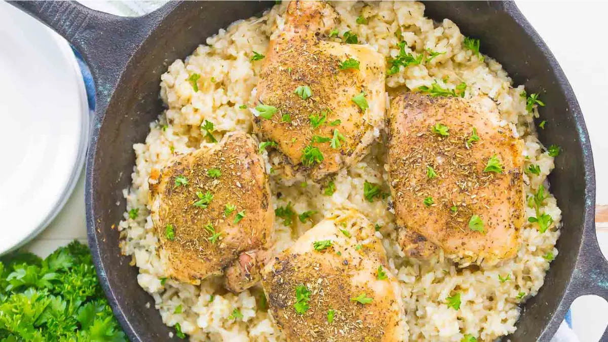 One-Pan Chicken Garlic Parmesan Rice