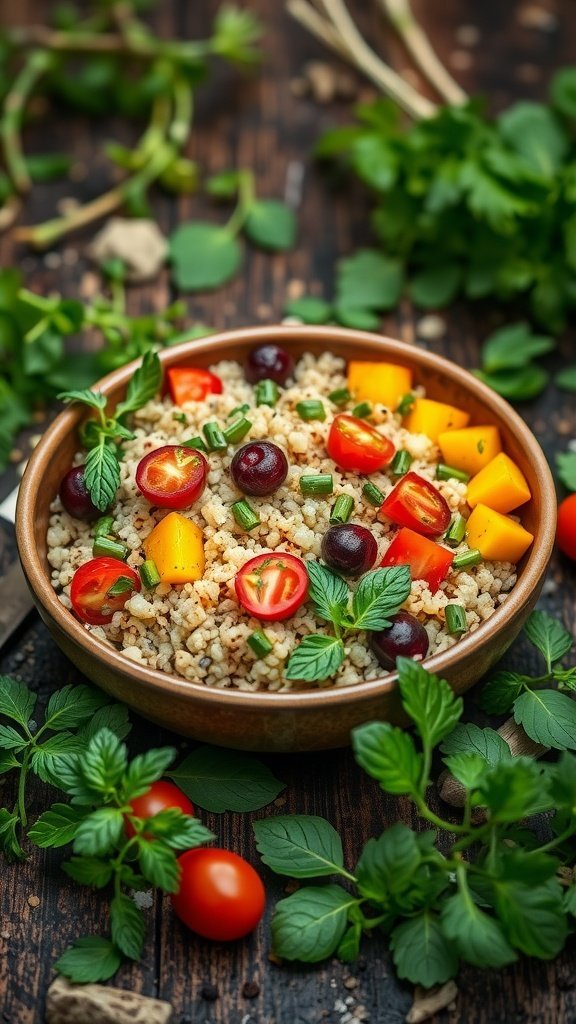 Herbed Quinoa and Vegetable Bowl with fresh ingredients