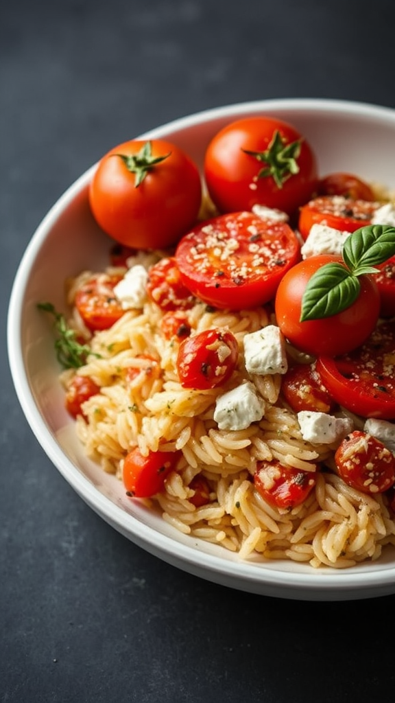 Creamy Baked Tomatoes and Feta Orzo