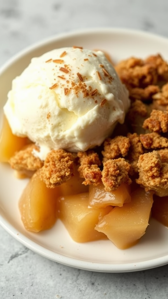 Warm Apple Cinnamon Crumble with Vanilla Bean Ice Cream