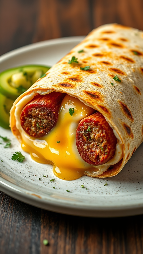 Breakfast Burrito with Sausage and Eggs