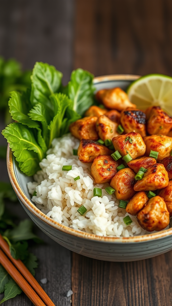 Golden Rice and Chicken Buddha Bowl