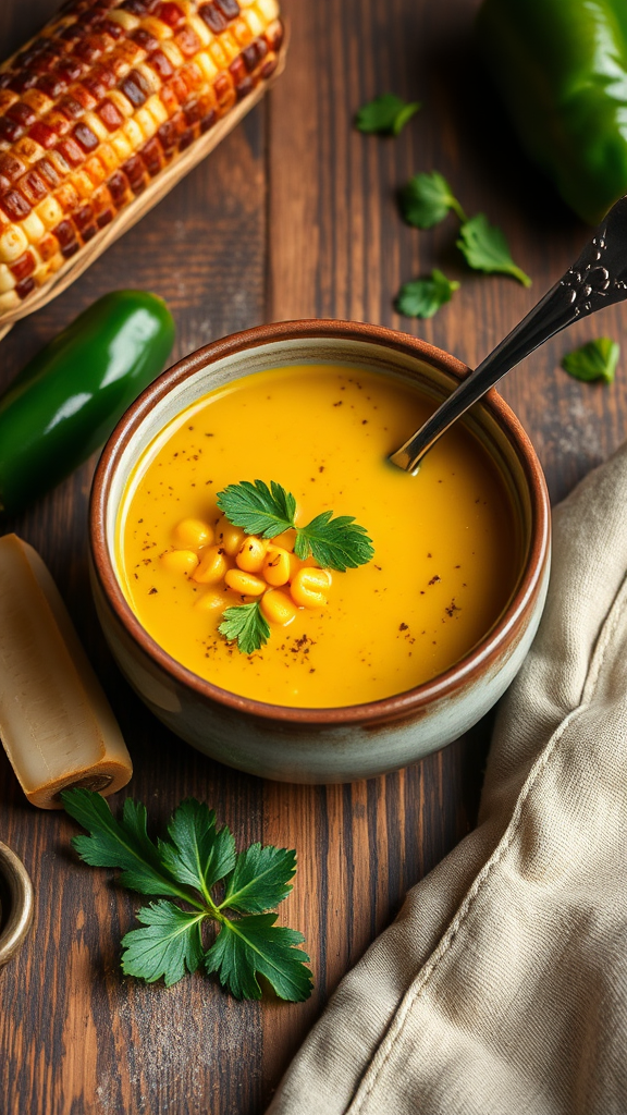 Creamy Poblano and Roasted Corn Soup