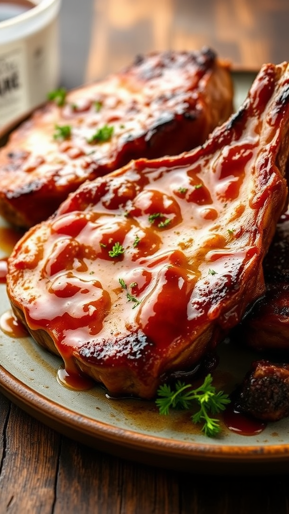 Grilled Peach & Brown Sugar BBQ Pork Chops