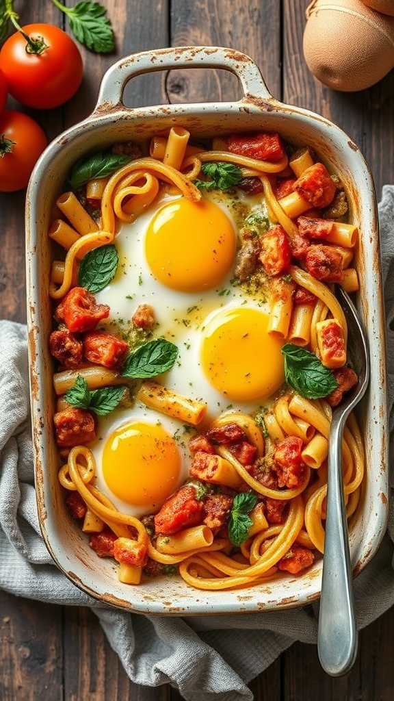 Easy Veggie Pasta Bake with Eggs