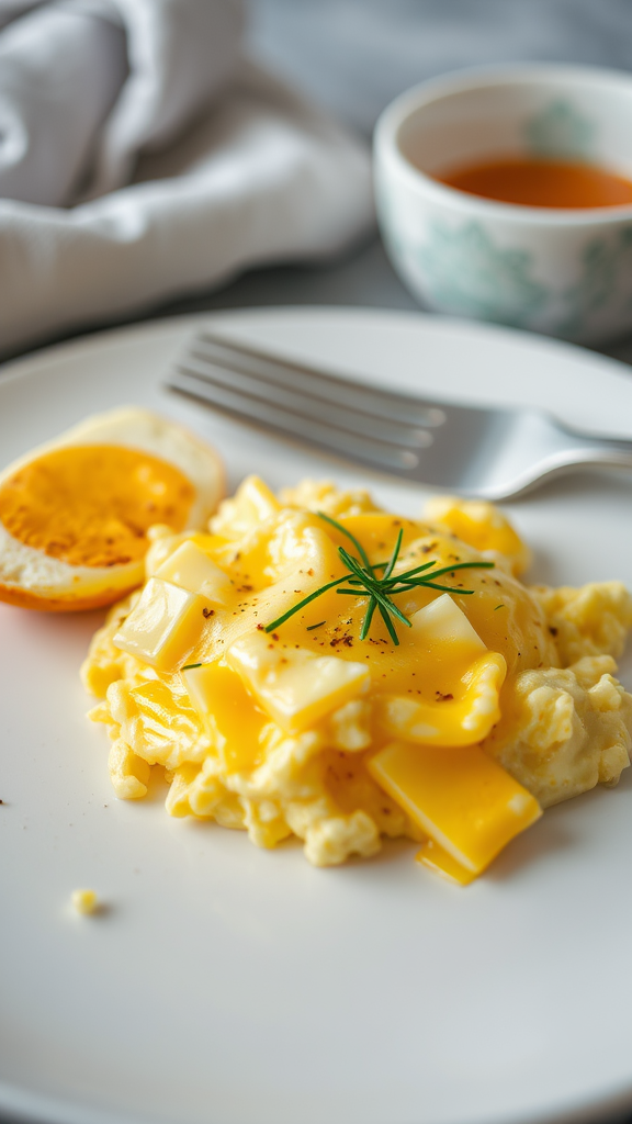 Fluffy Scrambled Eggs with Cheese