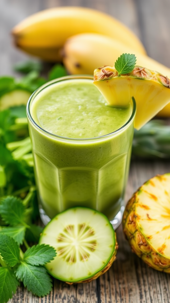 Gut-Healing Pineapple-Cucumber Green Smoothie